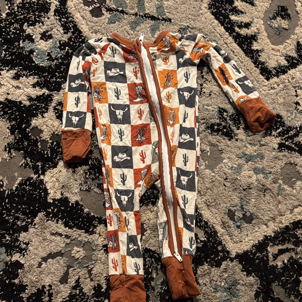 Kids Western-Themed One Piece - Brown and White